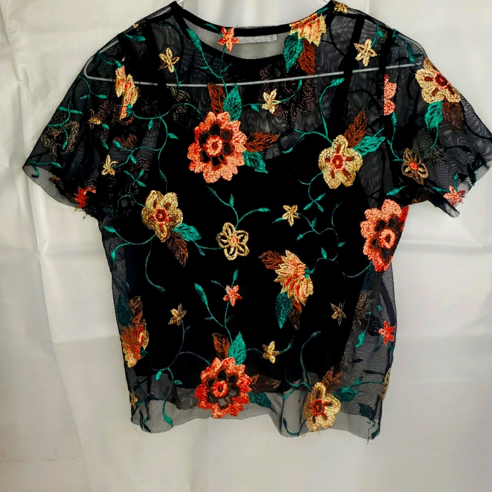 Sheer Lace Floral blouse
